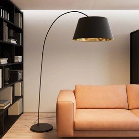 Lampada ad arco Esti Lindby, Nero, Soggiorno / Sala da pranzo, Tessuto / Stoffa / Seta, Moderno, Lampada da terra