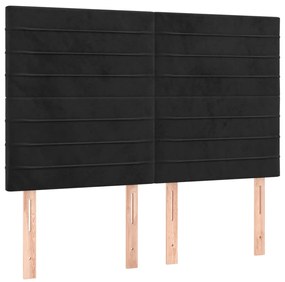 Giroletto a Molle con Materasso Nero 140x190 cm in Velluto