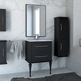 Mobile da bagno sotto lavabo Tiffany grafite laccato opaco L 60 x H 55 x P 46 cm 2 cassetti, lavabo non incluso