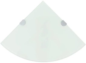 Scaffale angolare con supporto in cristallo vetro bianco 35x35 cm