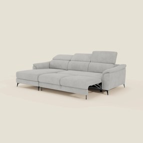 Arcos Divano con penisola - piedini alti e poggiatesta reclinabili in microfibra impermeabile T11 grigio chiaro