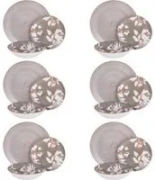 Servizio 18 piatti porcellana grigio fiori Antea