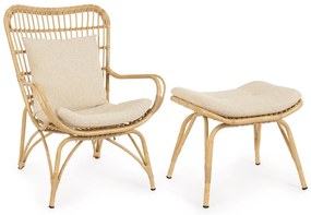 Poltrona lounge con poggiapiedi MAELA effetto rattan