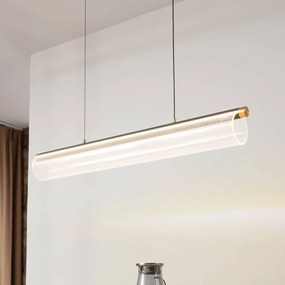 Lucande lampada LED a sospensione Alania, trasparente, metallo, 86,5 cm Alania Lucande, dimmerabile, Chiaro / Trasparente, Soggiorno / Sala da pranzo, Plastica, Moderno