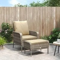 Poltrona da Giardino con Poggiapiedi Polyrattan Marrone Chiaro 364114