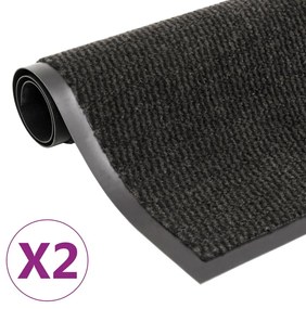 Tappeti Antipolvere 2 Pz Rettangolari Trapuntati 40x60 Cm Neri /
