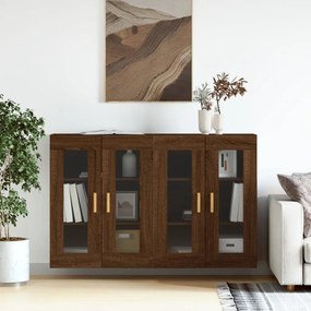 Armadietti A Parete 2 Pz Rovere Marrone İn Legno Multistrato /