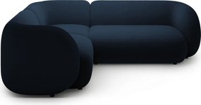 Divano angolare blu (con penisola a sinistra/a L) con rivestimento in velluto Kate – Micadoni