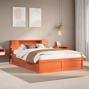 Giroletto Senza Materasso Marrone Cera 140x200cm Massello Pino /