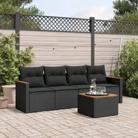 Set Divani da Giardino 5 pz con Cuscini in Polyrattan Nero 3225775