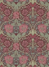 Morris & Co Carta da parati Honeysuckle & Tulip - Burgundy/ Sage