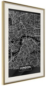 Poster  City Map: London (Dark)  Cornice Quadri Cornice d'oro con passe-partout, Larghezza x Altezza Home decor 30x45