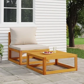 Set divani da giardino 2pz con cuscini legno massello di acacia