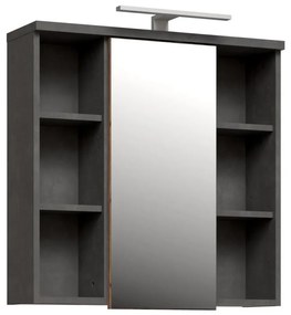 Mobile da bagno sospeso con specchio VENOM, antracite/marrone