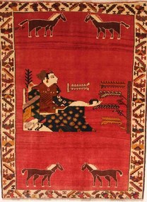 Gashghai Tappeto 200 x 140 Rosso (Iran) Annodato A Mano