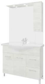 Mobile sottolavabo e lavabo con sifone Symoa per vasca centrale legno bianco in truciolare L 105 x H 81.5 x P 50.5 cm, 2 ante 2 cassetti