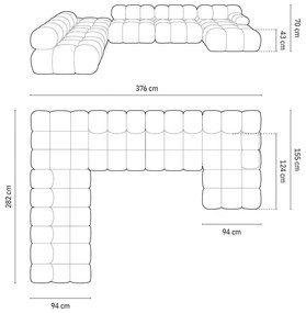 Divano in velluto rosso 379 cm Bellis - Micadoni Home
