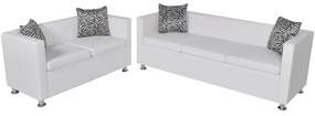 Set Divani A 2 E A 3 Posti İn Similpelle Bianco /