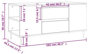 Tavolino Salotto Rovere Sonoma 102x44,5x50 cm Legno Multistrato