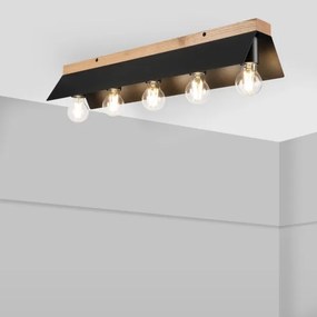 Plafoniera ESME 5xE27/15W/230V nero/quercia