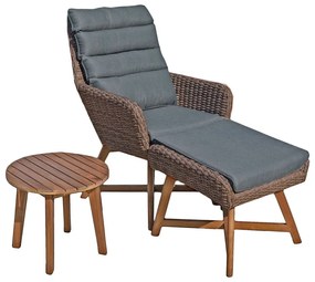 Set di poltrone da giardino marroni con poggiapiedi e tavolo Caliva - Garden Pleasure