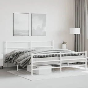 Giroletto con testiera e pediera metallo bianco 200x200 cm
