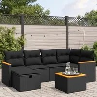 Set Divani da Giardino con Cuscini 7pz Nero Polyrattan 3265304