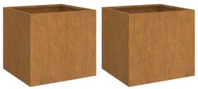 Fioriere 2 pz 42x40x39 cm Acciaio Corten