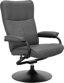 Poltrona relax grigia con poggiapiedi in similpelle Istad - Støraa