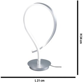 Lampada da tavolo LED moderno Kiley argento, luce naturale Luce bianco naturale 1080 LUMEN