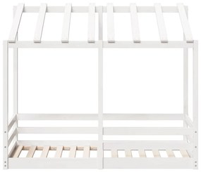 Letto per bambini con tetto bianco 70x140cm legno massello pino