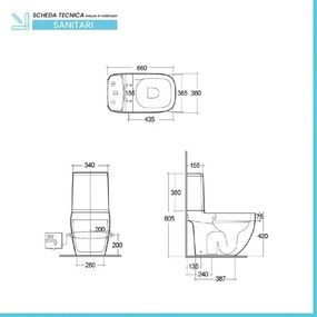 WC monoblocco tradizionale in ceramica con scarico Rimless, cassetta e sedile Rak Illusion