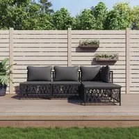 Set Salotto da Giardino 4 pz con Cuscini in Acciaio Antracite 3186853