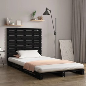 Testiera Da Parete Nera 106x3x91,5 Cm İn Legno Massello Di Pino /