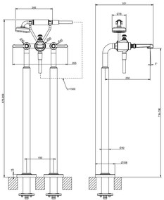 Parte esterna per piantana esterno vasca con doccetta e deviatore automatico parte incasso non inclusa cromo 65128 gessi