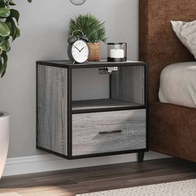 Comodini A Muro 2 Pz Grigio Sonoma 40x31x39,5 Cm /