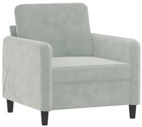 Set di divani 3 pz grigio chiaro in velluto