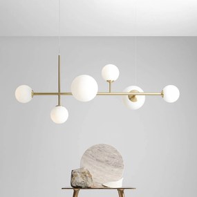 ALDEX Lampada a sospensione Joel, ottone/bianco, a 6 luci