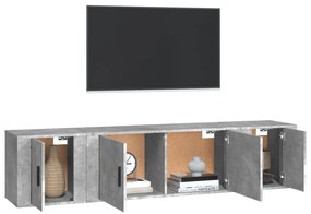 Set di Mobili Porta TV 3 pz Grigio Cemento in Legno Multistrato