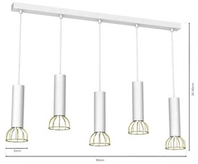 Lampadario su corda DANTE 5xGU10/25W/230V bianco/oro