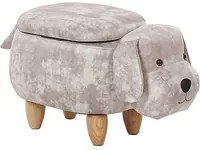 Pouf animaletto Sgabello per bambini Poggiapiedi in velluto beige con gambe in legno portaoggetti Seggiolino per bambini