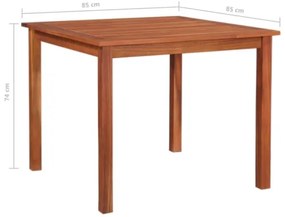 Tavolo da Giardino 85x85x74 cm in Legno Massello di Acacia