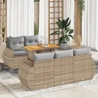 Set Divano da Giardino 6 pz con Cuscini Beige in Polyrattan 3327216