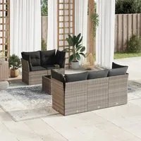 Set Divano da Giardino 6pz con Cuscini Grigio Chiaro Polyrattan 3217252