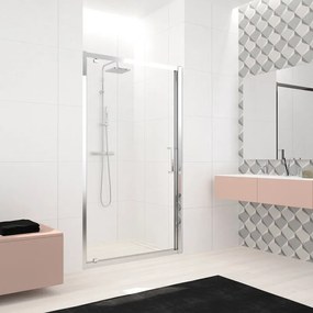 Porta doccia battente Lead L 86-92 cm x H 200 cm x SP 8 mm, profilo cromo