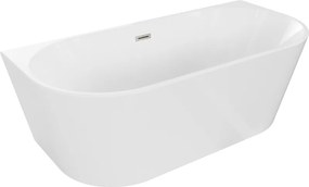 Mexen Oval vasca da bagno indipendente da parete 170 x 80 cm, bianca, troppo pieno nichel spazzolato - 52671708000-97