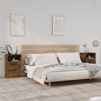 Comodini 2 pz Rovere Fumo in Legno Multistrato 817040