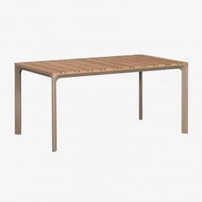 Tavolo Da Giardino Rettangolare In Alluminio E Legno Di Teak (160x90 Cm) Katiana Marrone Moka - Sklum