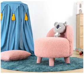 Poltrona per bambini rosa chiaro in tessuto bouclé Moouv - Artie
