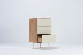 Cassettiera alta bianca in legno di quercia con 3 cassetti 60x100 cm Fina - Gazzda